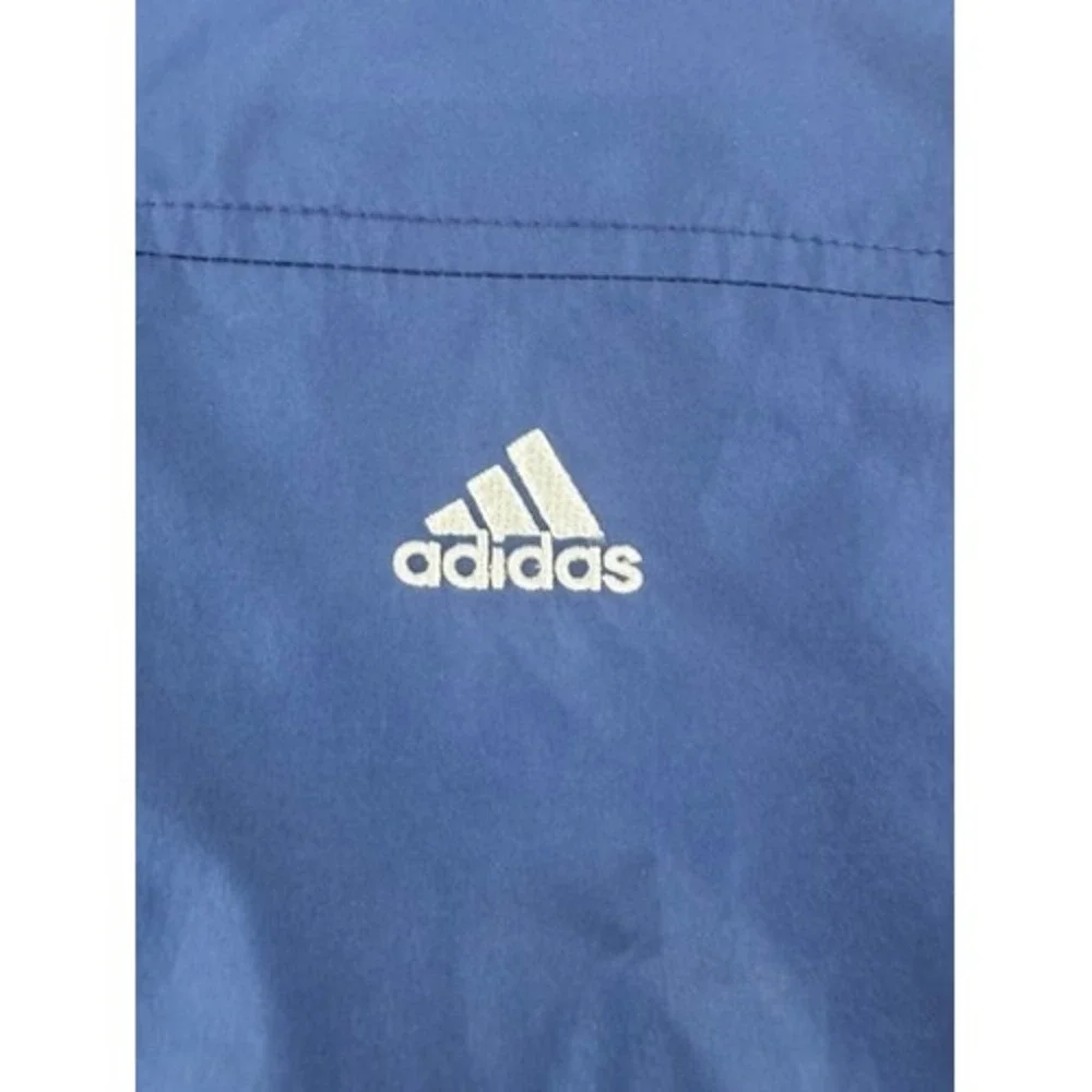 Adidas Windbreaker Jacket Mens Medium Navy Blue ClimaProof 3-Stripe Track Zip Up